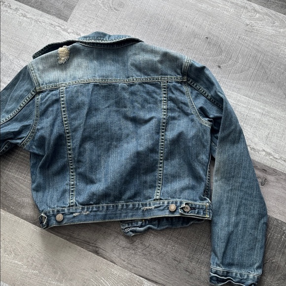 American Eagle Outfitters Classic Blue Denim Jacket cropped size large L - Picture 5 of 5